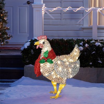 Light Chicken Christmas Scarf Garden Decoration Ornaments