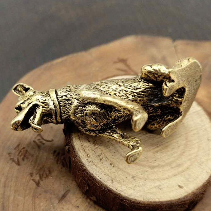 Brass Fortune Copper Dog Small Ornaments Help Transport Desktop Small Ornaments Small Ornaments