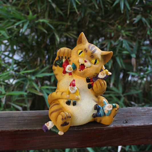 Creative Patio Garden Ornaments Kitten Statue Landscape
