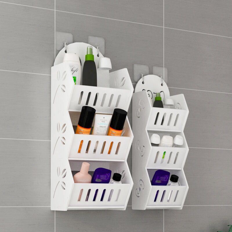 Bathroom Storage Waterproof Wall Storage Rack Punch-free