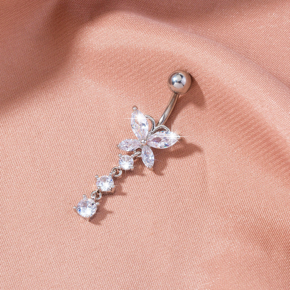 Women's Butterfly Zircon Umbilical Ring Piercing Jewelry
