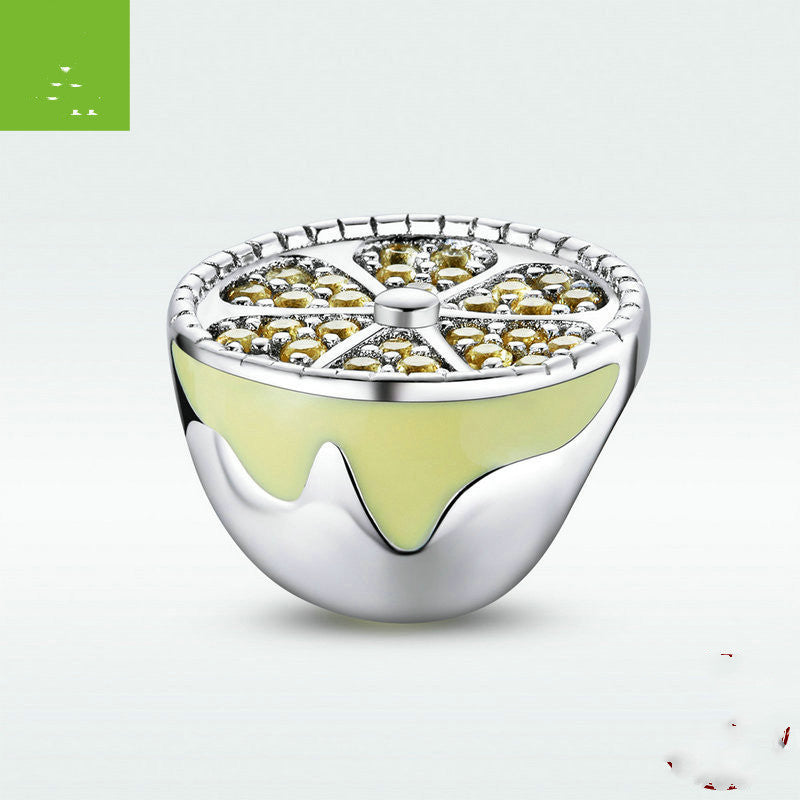 Sterling Silver  Lemon Beaded Creative Fruit Dripping Jewelry