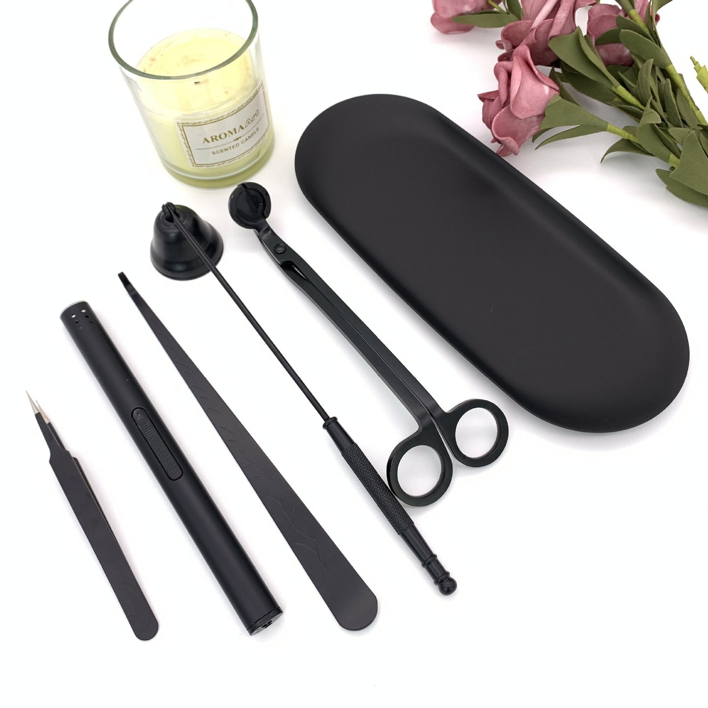 Household Black Scented Candle Cutter, Candle Extinguisher, Candle Extinguisher Hook, And Four-Piece Tool