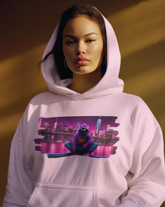 Dive into the world of Spider-Man with our splash print hoodie, a dynamic blend of superhero style and unbeatable comfort. Featuring a striking image of a hooded Spider-Man against a backdrop of a purple-hued cityscape, this tee is sure to turn heads. Crafted for ultimate comfort, this unisex heavy blend hooded sweatshirt redefines casual wear.