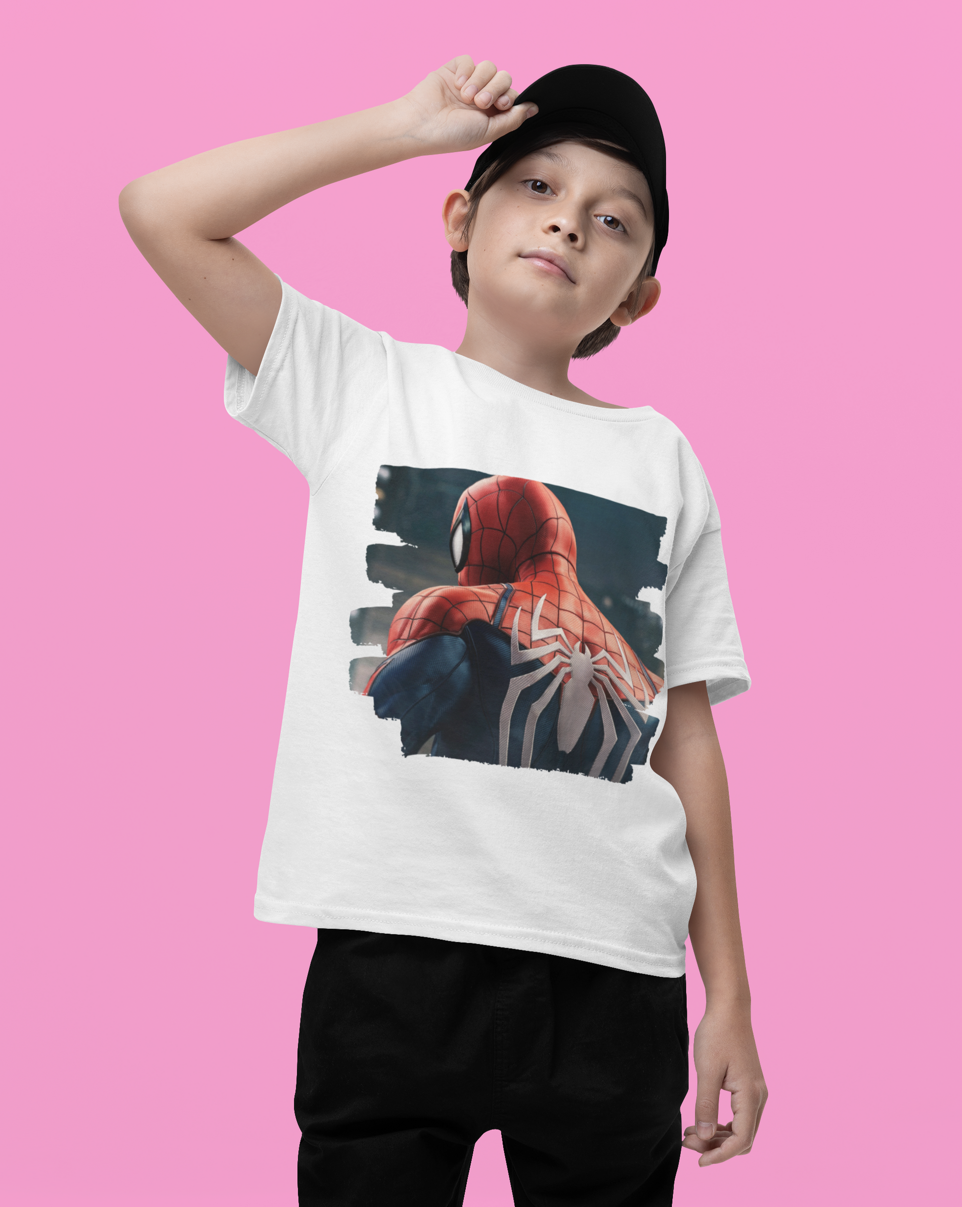 Dive into the world of Spider-Man with our kids brush print t-shirt, a dynamic blend of superhero style and unbeatable comfort. Crafted for ultimate comfort, this unisex soft-style t-shirt redefines casual wear. Made from luxuriously soft materials, the tee boasts 100% ring-spun cotton for solid colours, providing a blend of comfort and durability. 