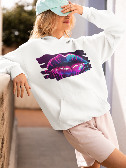 Add a splash of urban flair to your wardrobe with our unisex graffiti lips hoodie, where bold design meets unbeatable comfort. Available in a range of sizes, this tee is a must-have for urban fashionistas and art lovers alike. Step into the world of street art with confidence and make a colourful statement wherever you go. Featuring a dynamic graffiti-inspired design of luscious lips, this hoodie is a standout piece for those who love to make a statement.