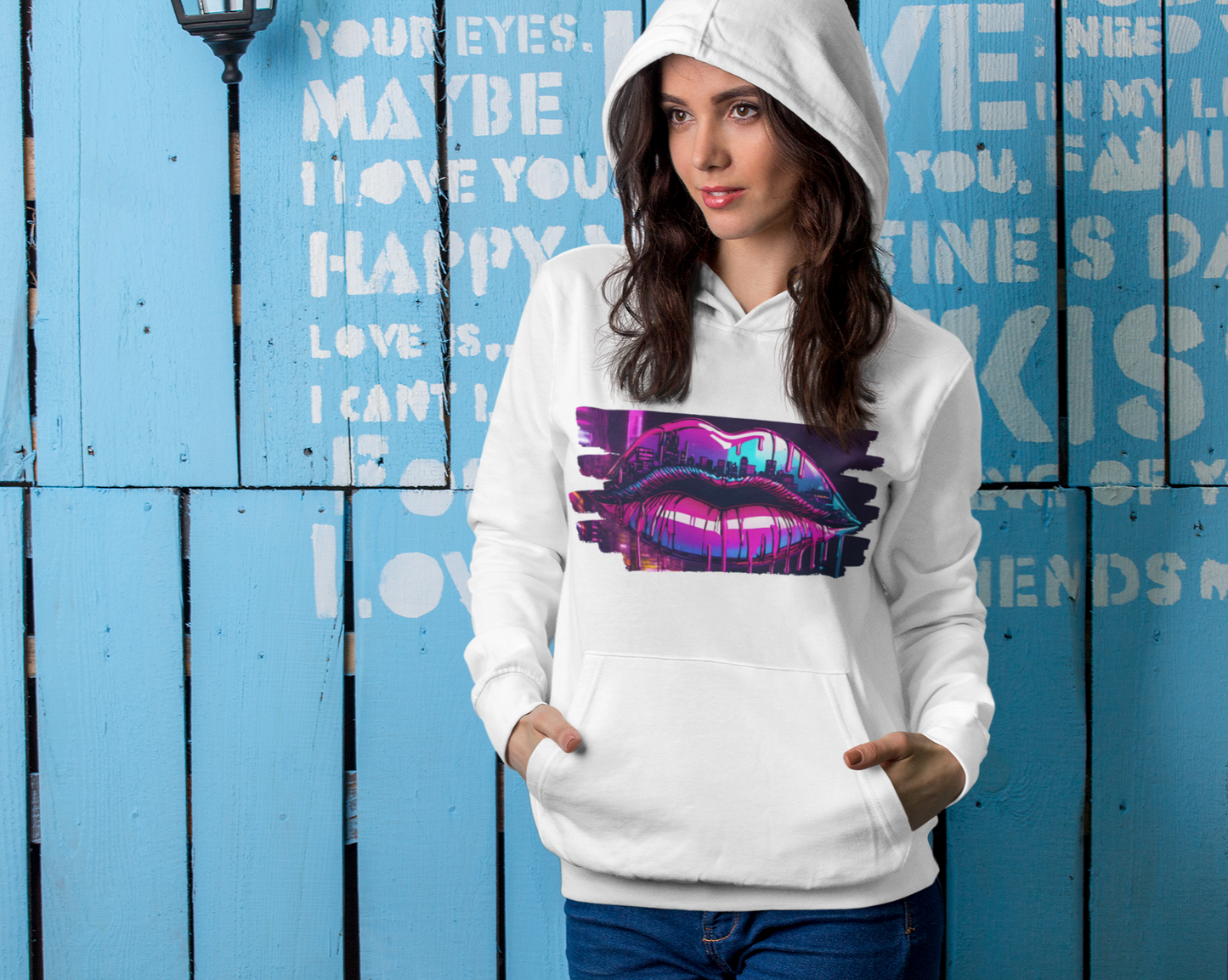 Add a splash of urban flair to your wardrobe with our unisex graffiti lips hoodie, where bold design meets unbeatable comfort. Available in a range of sizes, this tee is a must-have for urban fashionistas and art lovers alike. Step into the world of street art with confidence and make a colourful statement wherever you go. Featuring a dynamic graffiti-inspired design of luscious lips, this hoodie is a standout piece for those who love to make a statement.