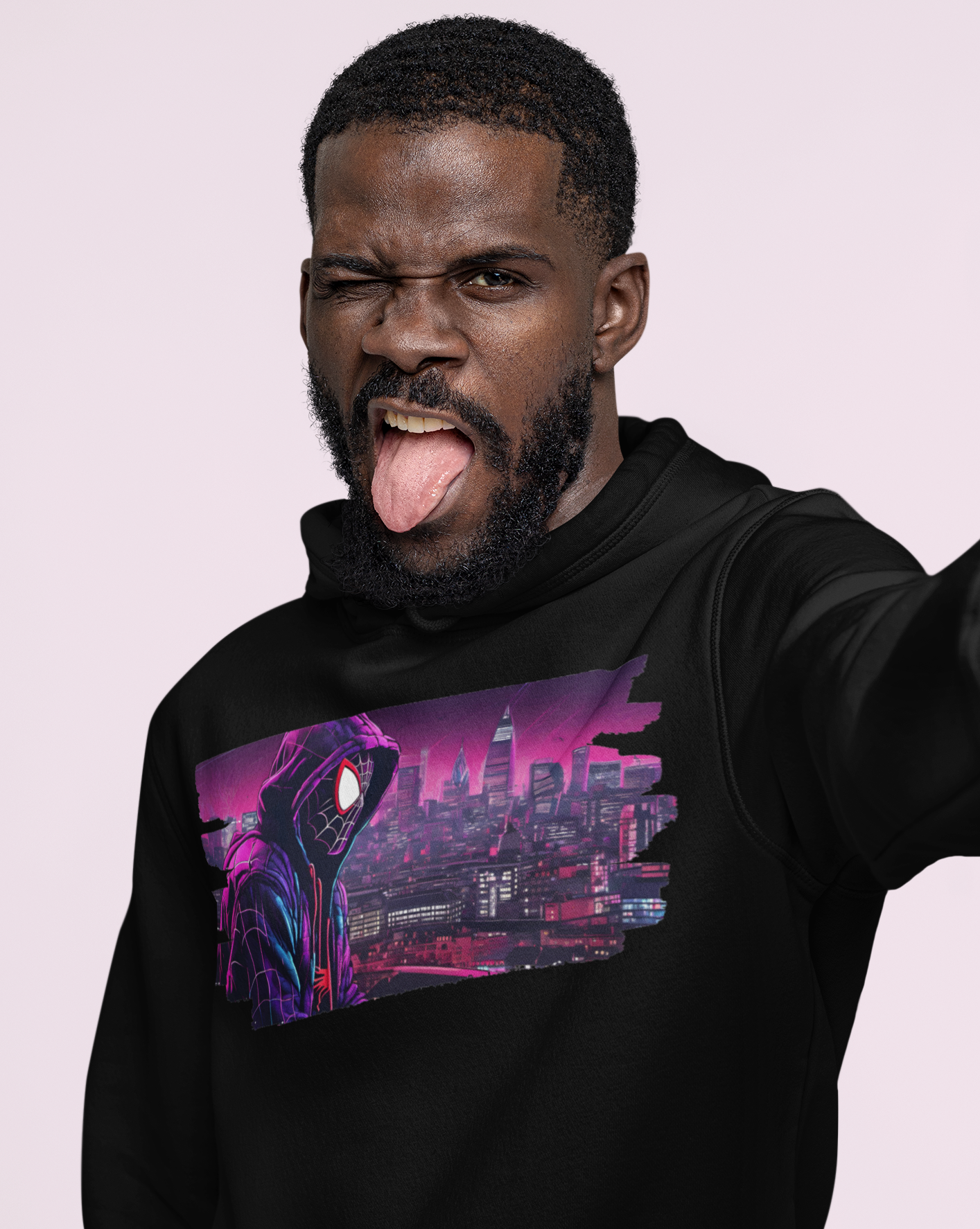 Dive into the world of Spider-Man with our splash print hoodie, a dynamic blend of superhero style and unbeatable comfort. Featuring a striking image of a hooded Spider-Man against a backdrop of a purple-hued cityscape, this tee is sure to turn heads. Crafted for ultimate comfort, this unisex heavy blend hooded sweatshirt redefines casual wear.