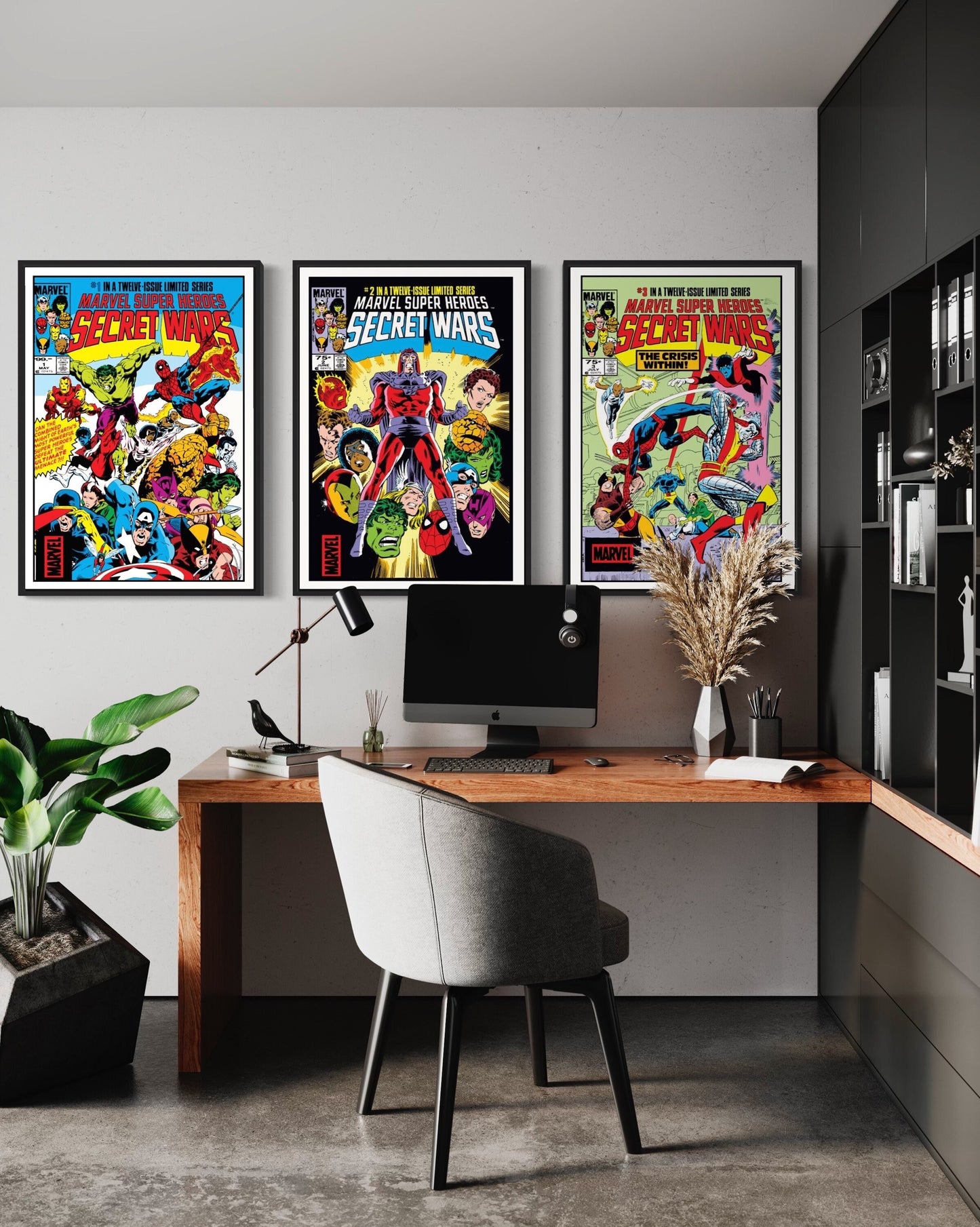 Set of 3 Secret Wars Comic Covers, Edition 1, 2 & 3