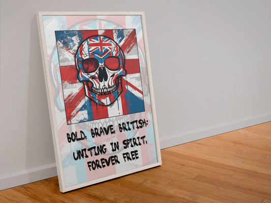 Patriotic Skull with Union Jack Flag Print - British Pride Wall Art, Wall Art, Home Decor, Flag Prints, Patriotic Prints, Union Jack Art