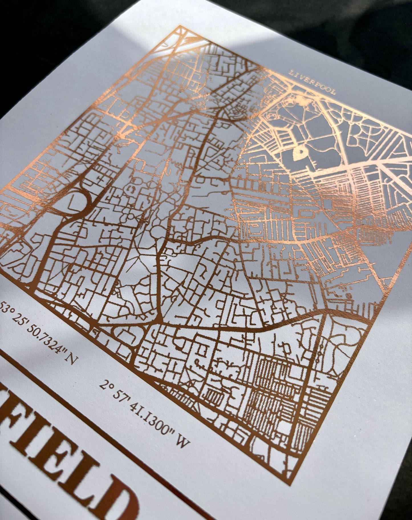 Anfield Foil Map Print, Liverpool
