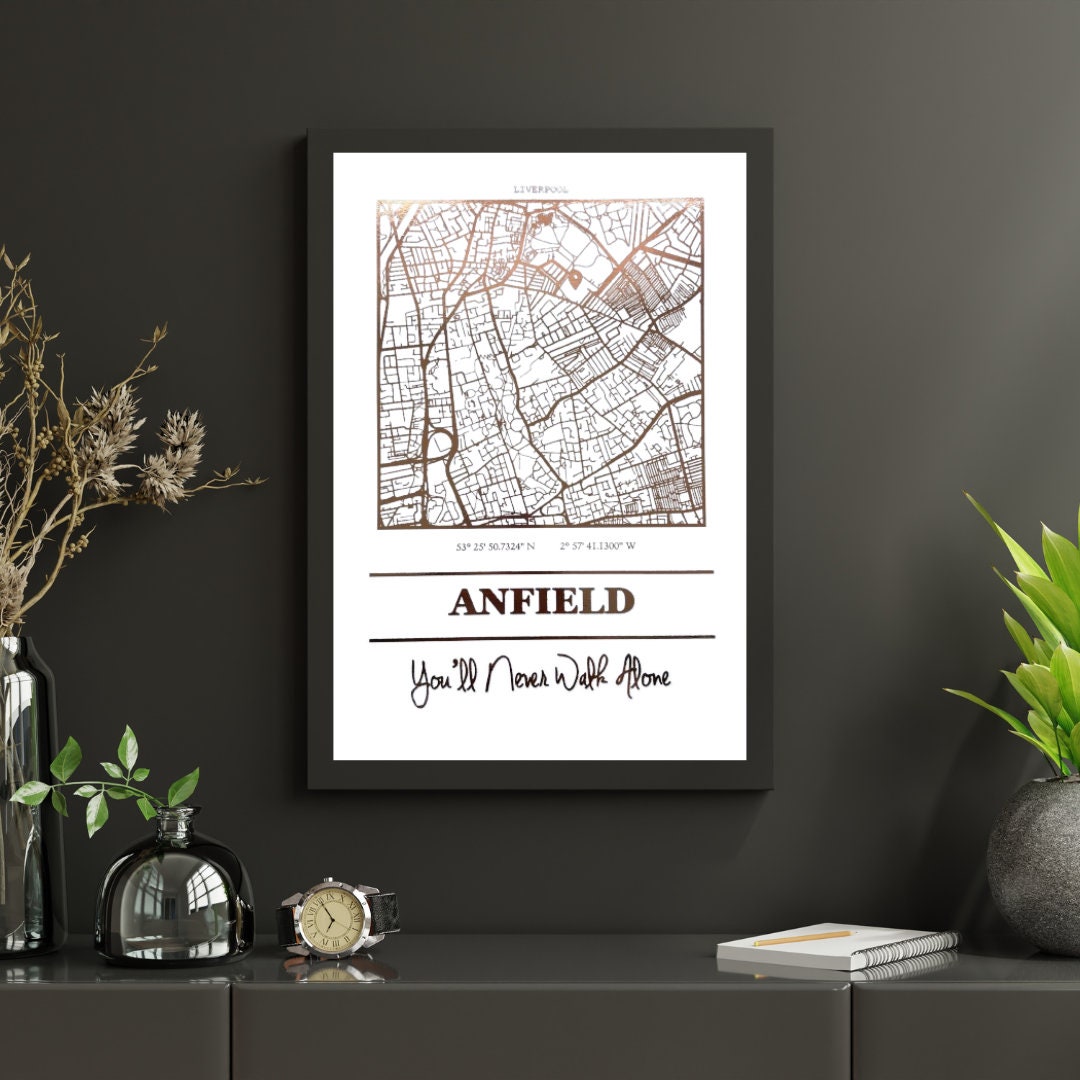 Anfield Foil Map Print, Liverpool