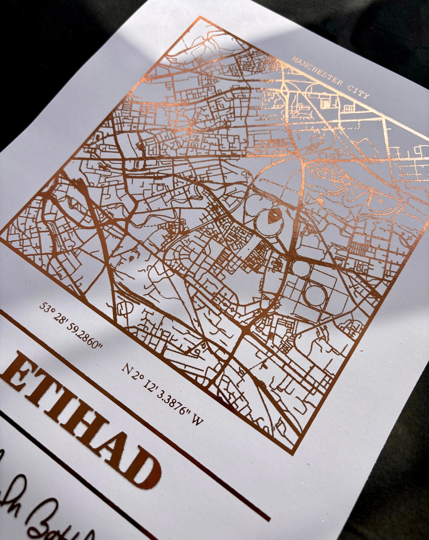 Etihad Foil Map Print, Manchester City