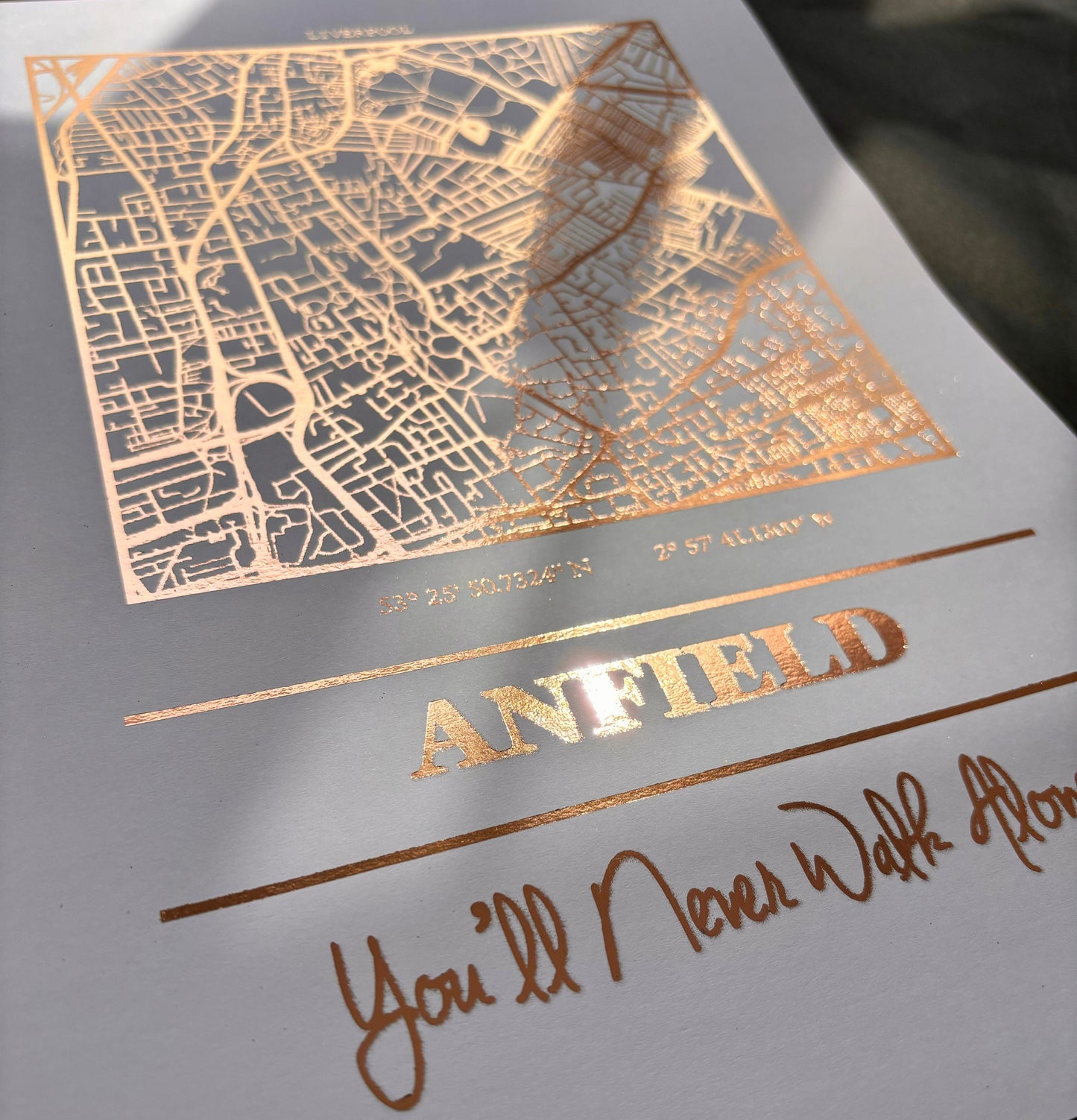 Anfield Foil Map Print, Liverpool