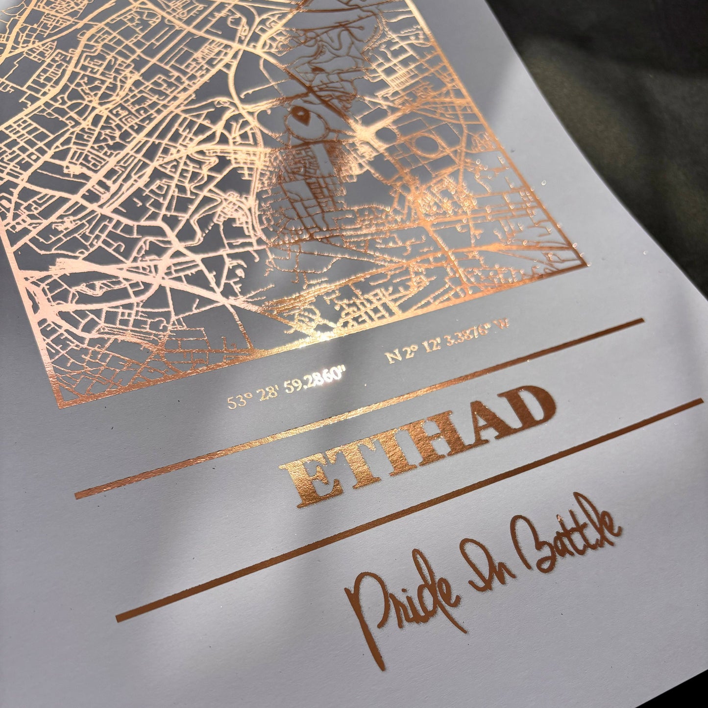 Etihad Foil Map Print, Manchester City