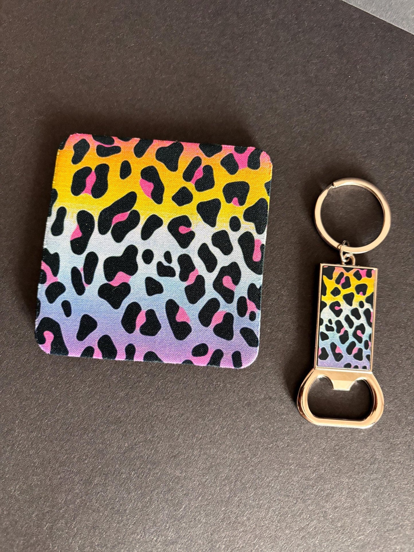 Bright and Colourful Leopard Print Glasses Case