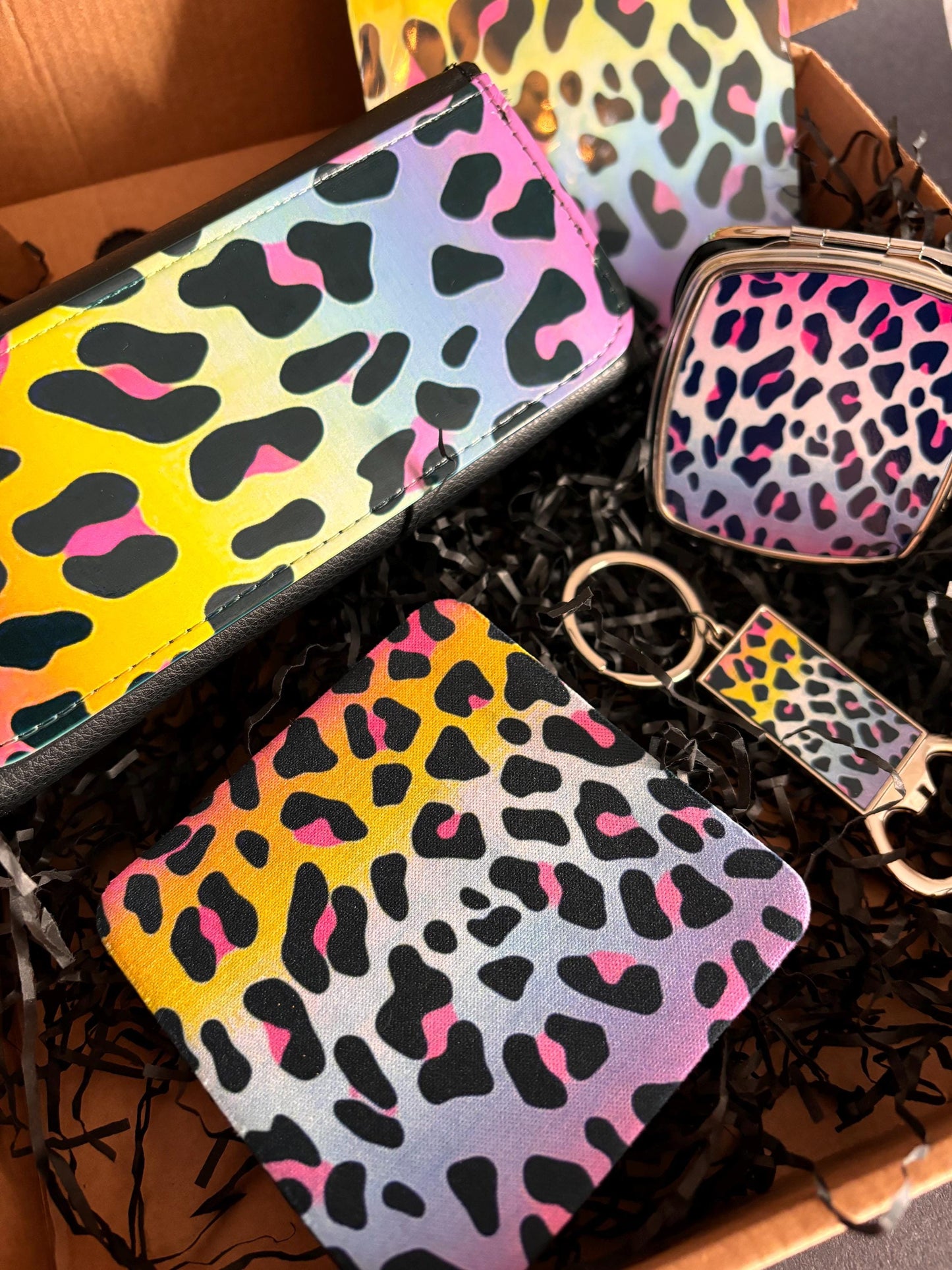 Bright and Colourful Leopard Print Glasses Case