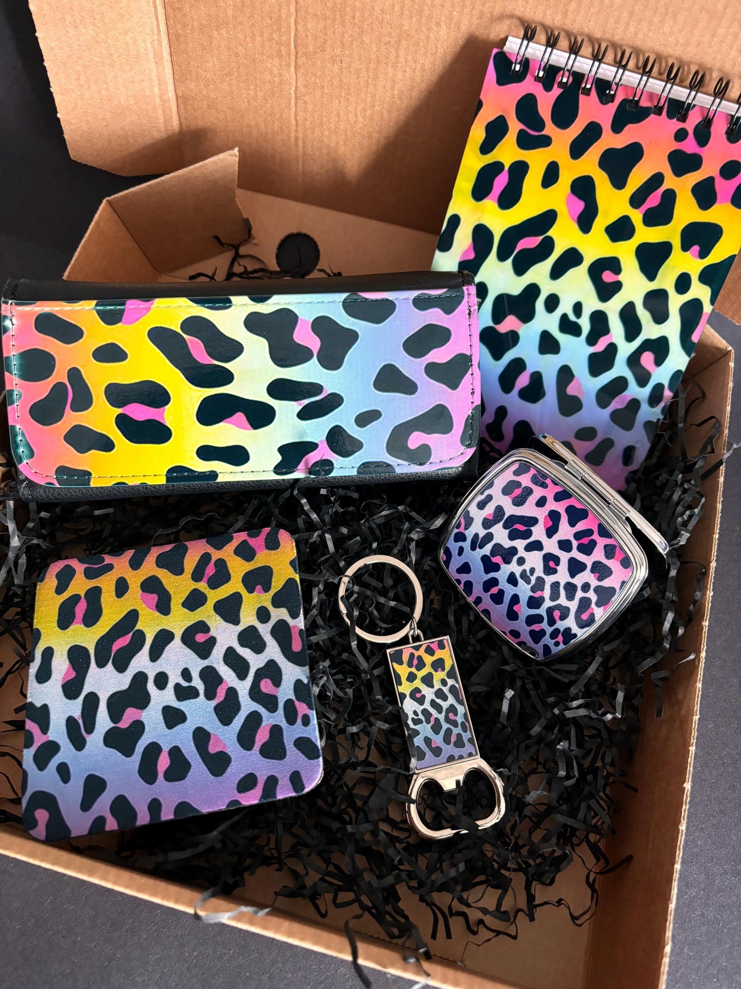 Bright and Colourful Leopard Print Glasses Case