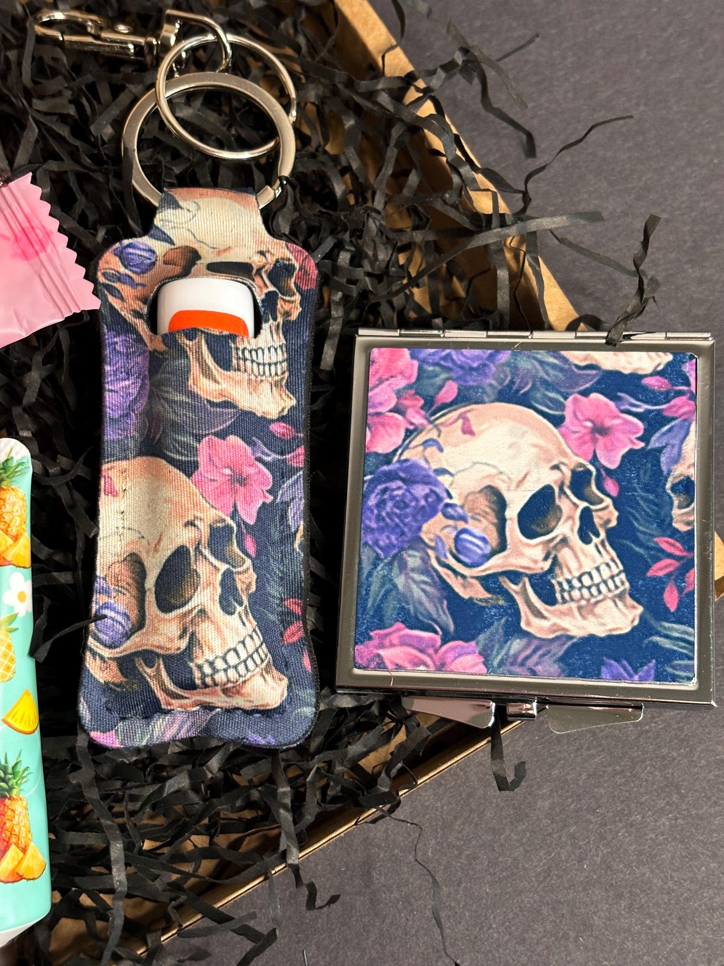 Floral Skull Handbag Essentials Gift Set