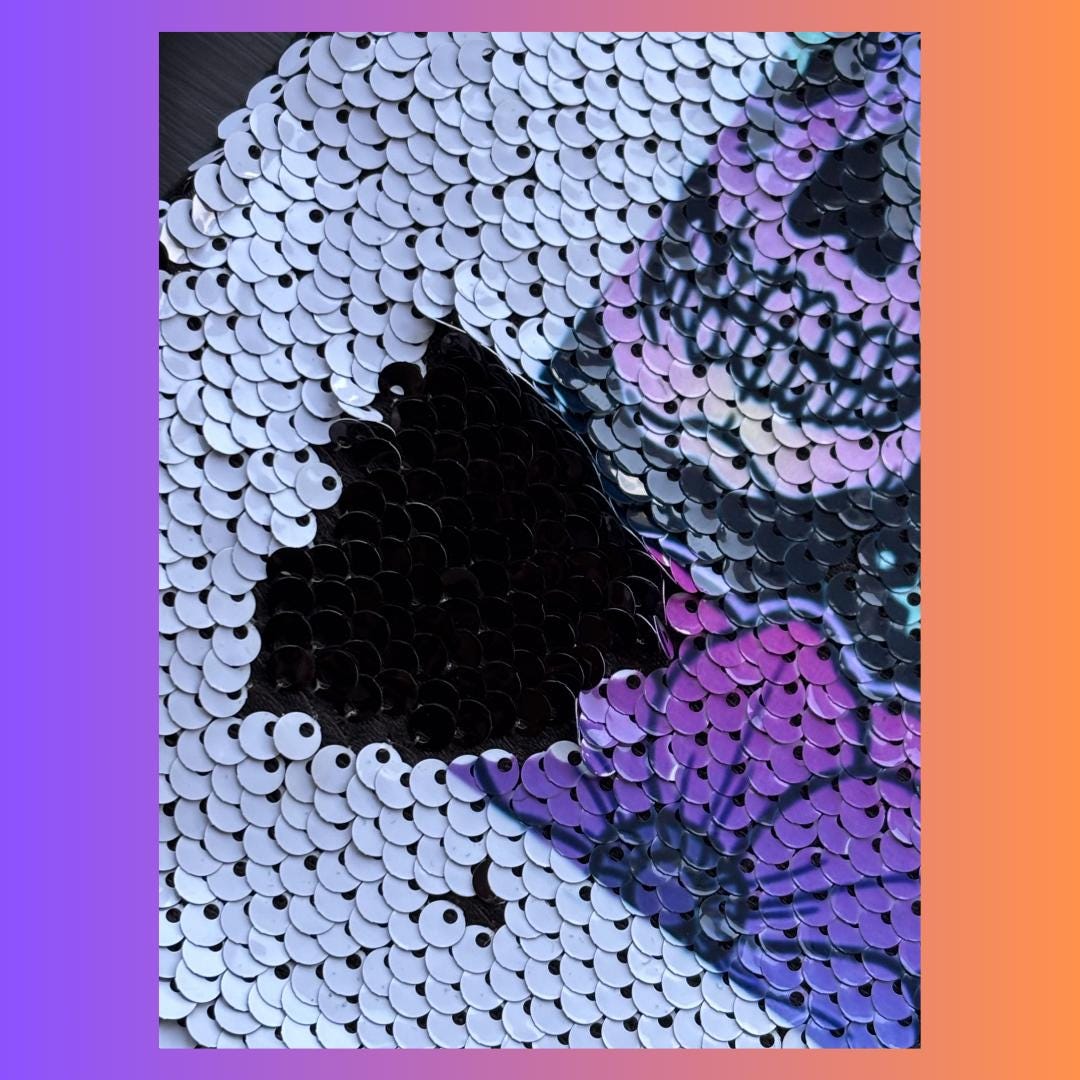 Cyberpunk Skull Sequin Drawstring Bag