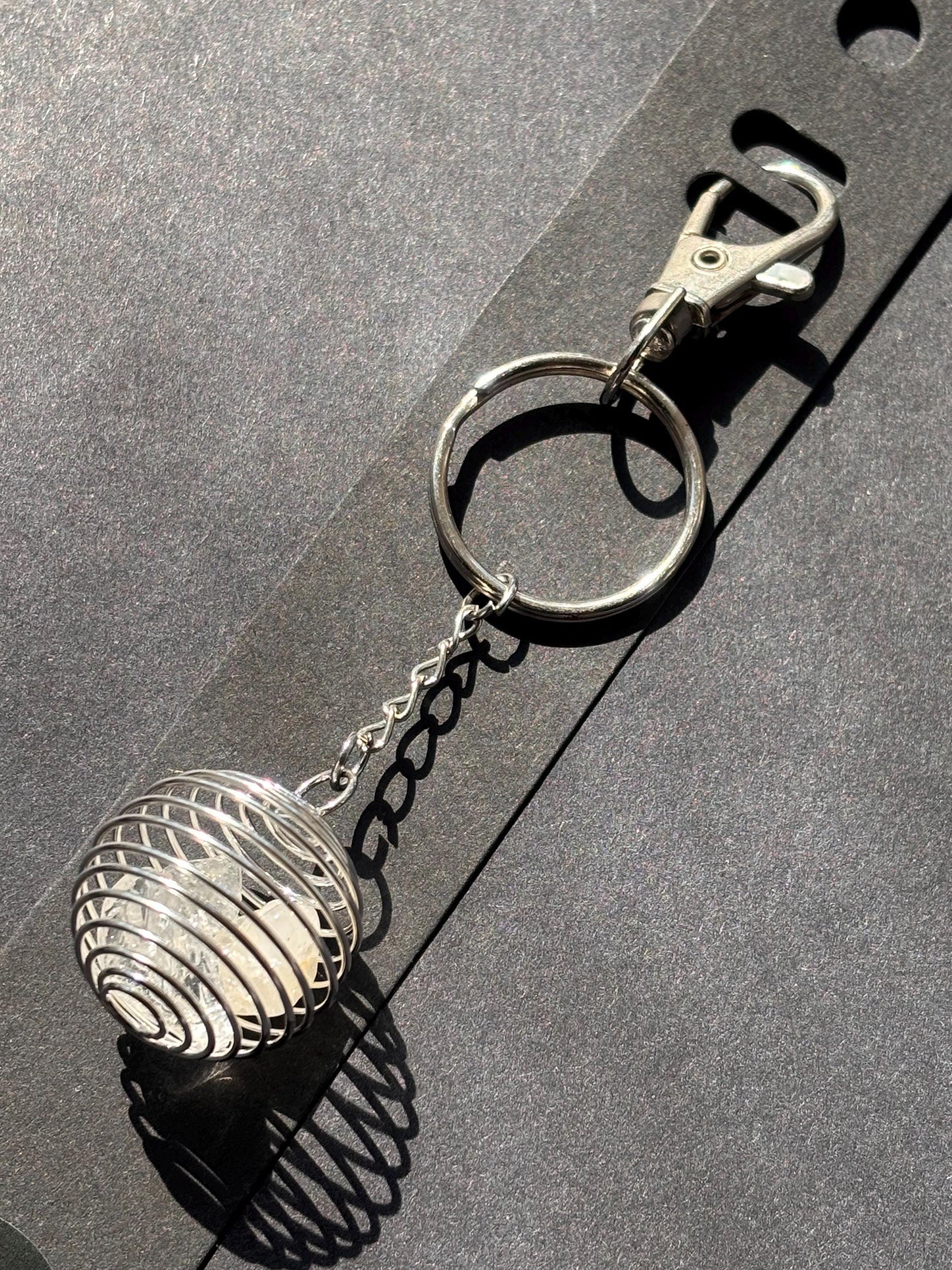 Clear Quartz Crystal Keyring