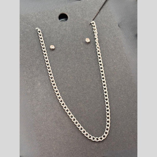 Dainty Silver Bracelet & Crystal Stud Earrings Set
