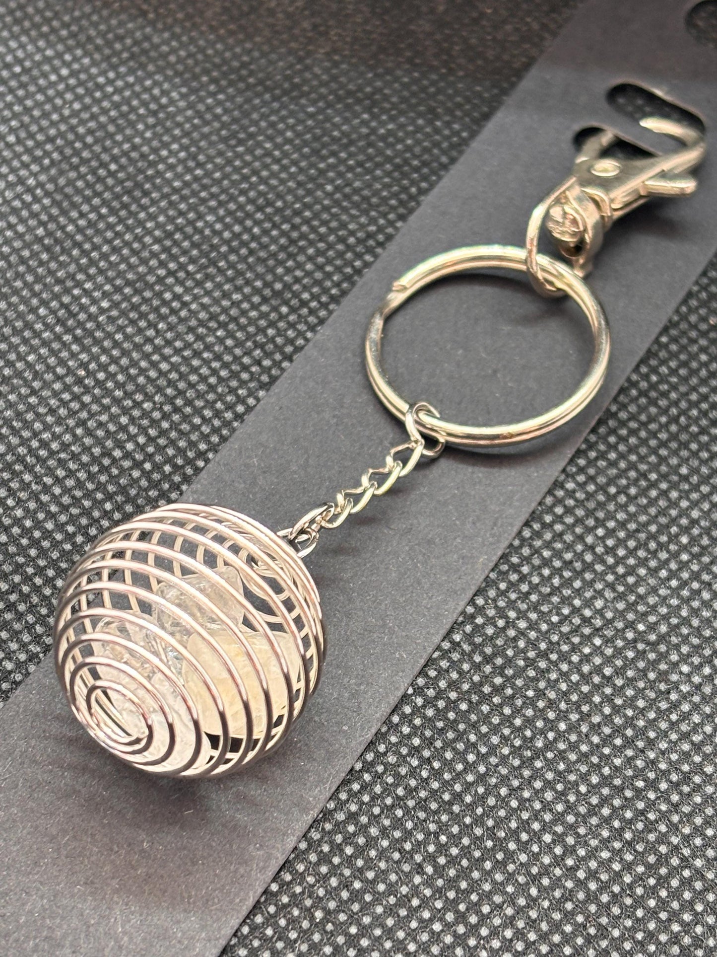 Clear Quartz Crystal Keyring