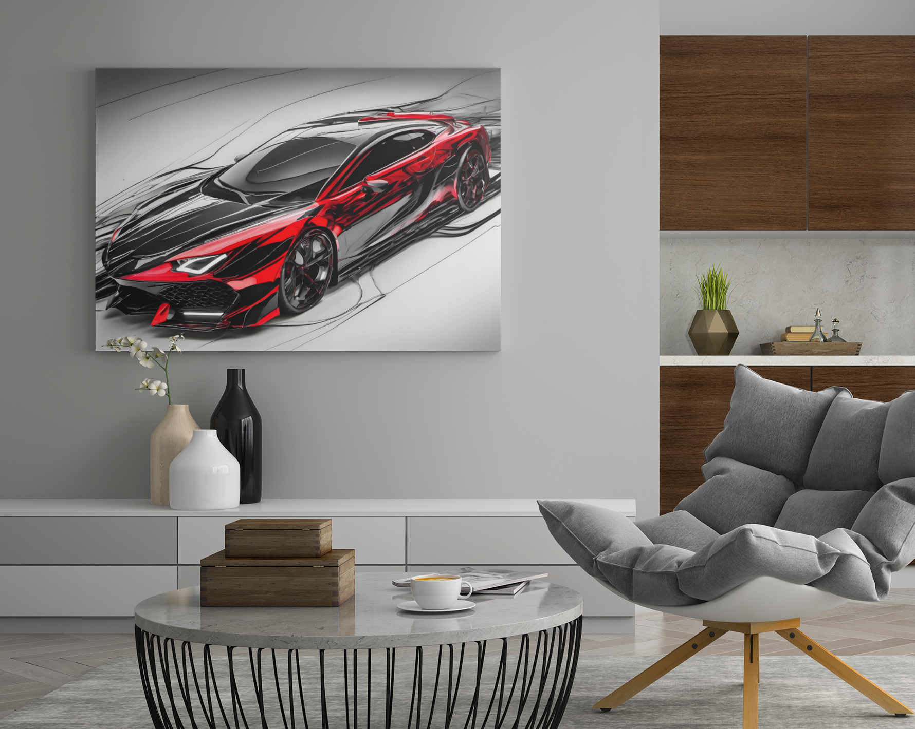 Experience the speed of light with our long exposure car canvas print, a mesmerising blend of motion and style. This stunning artwork captures the essence of speed and dynamism, showcasing a sleek sports car in a striking combination of blacks and reds. 