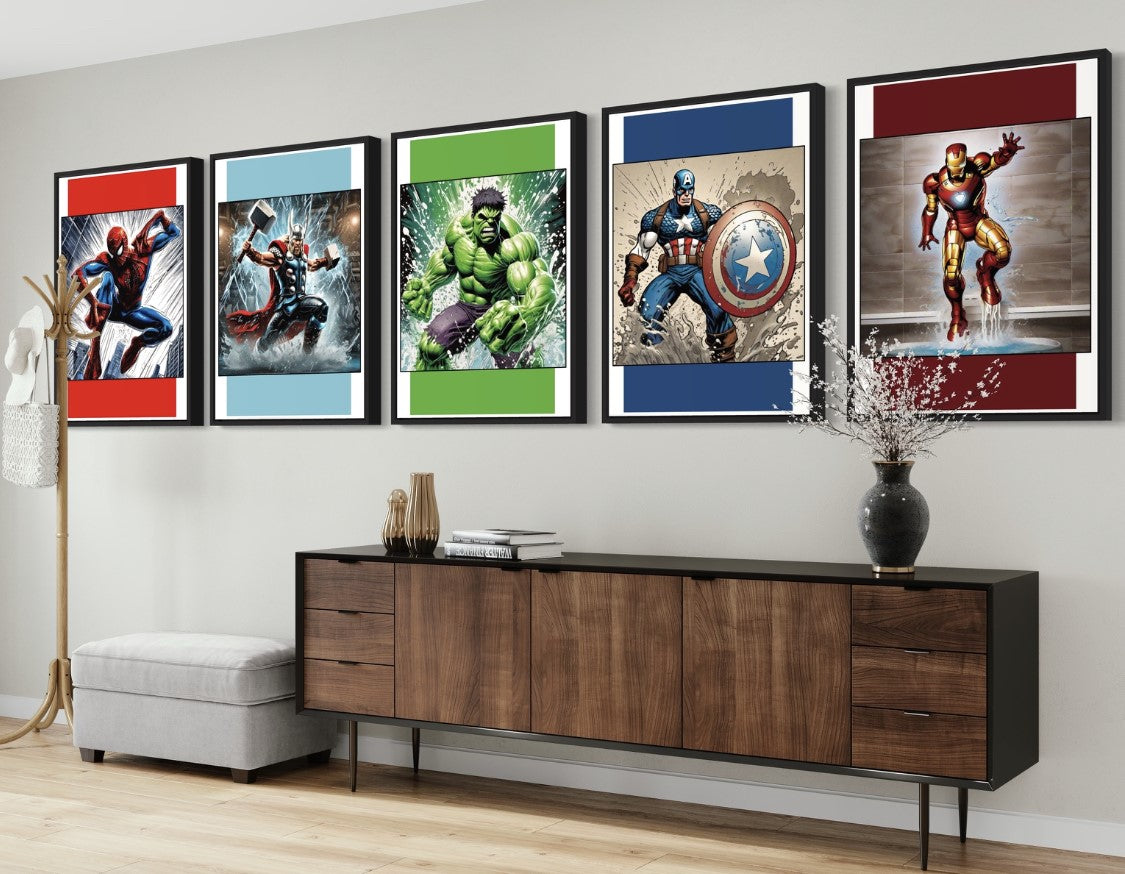 Set of 5 Superhero Prints