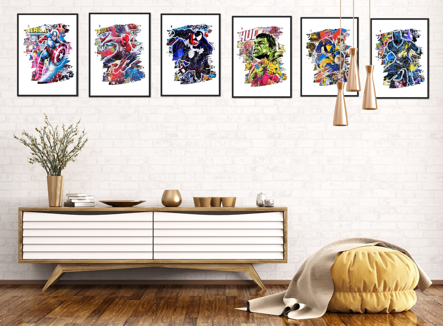 Set of 6 Superhero Splash Prints Digital Download