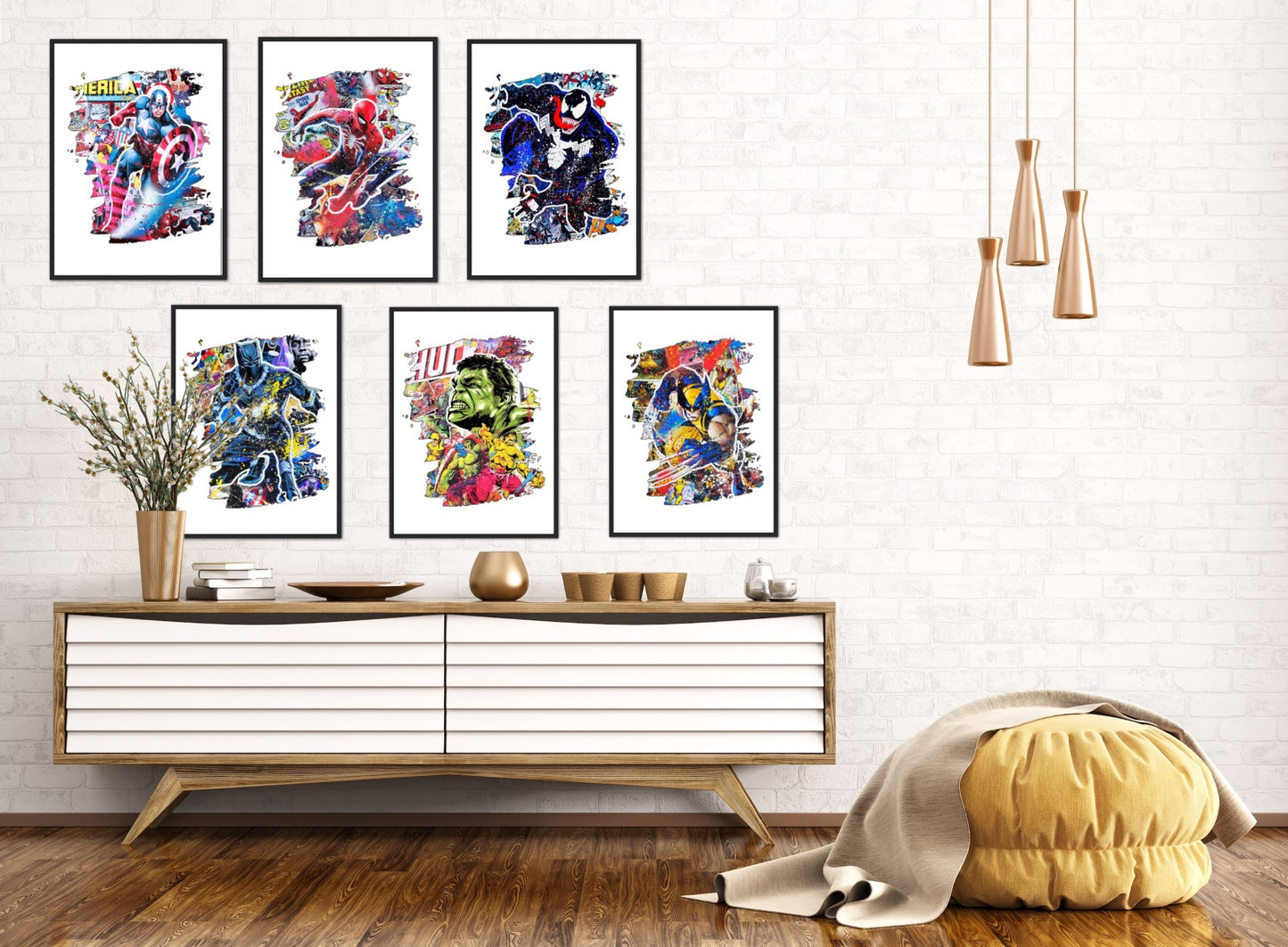 Set of 6 Superhero Splash Prints Digital Download