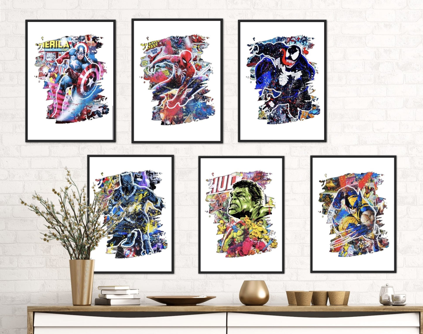 Set of 6 Superhero Splash Prints Digital Download