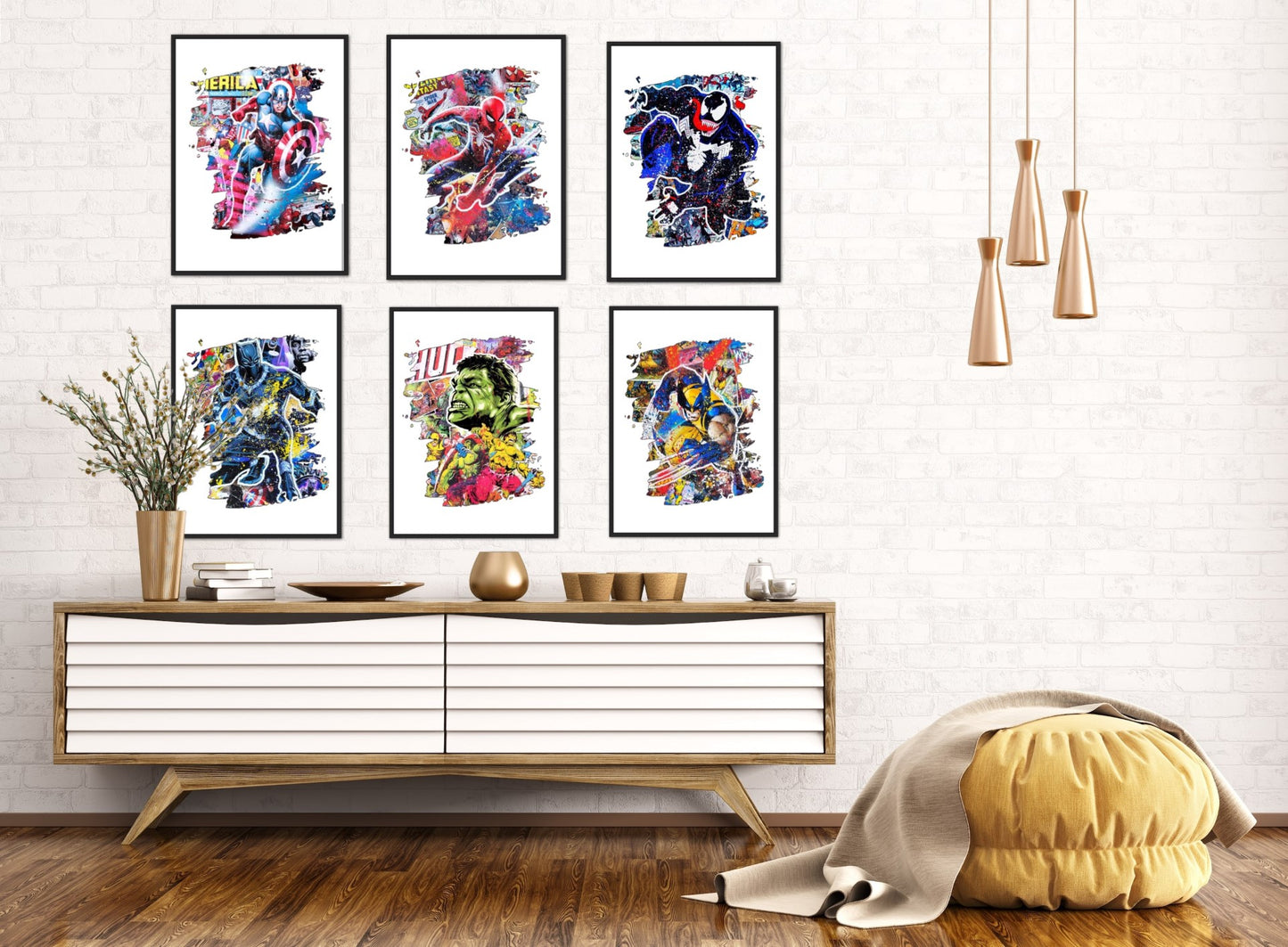 Set of 6 Superhero Splash Prints Digital Download