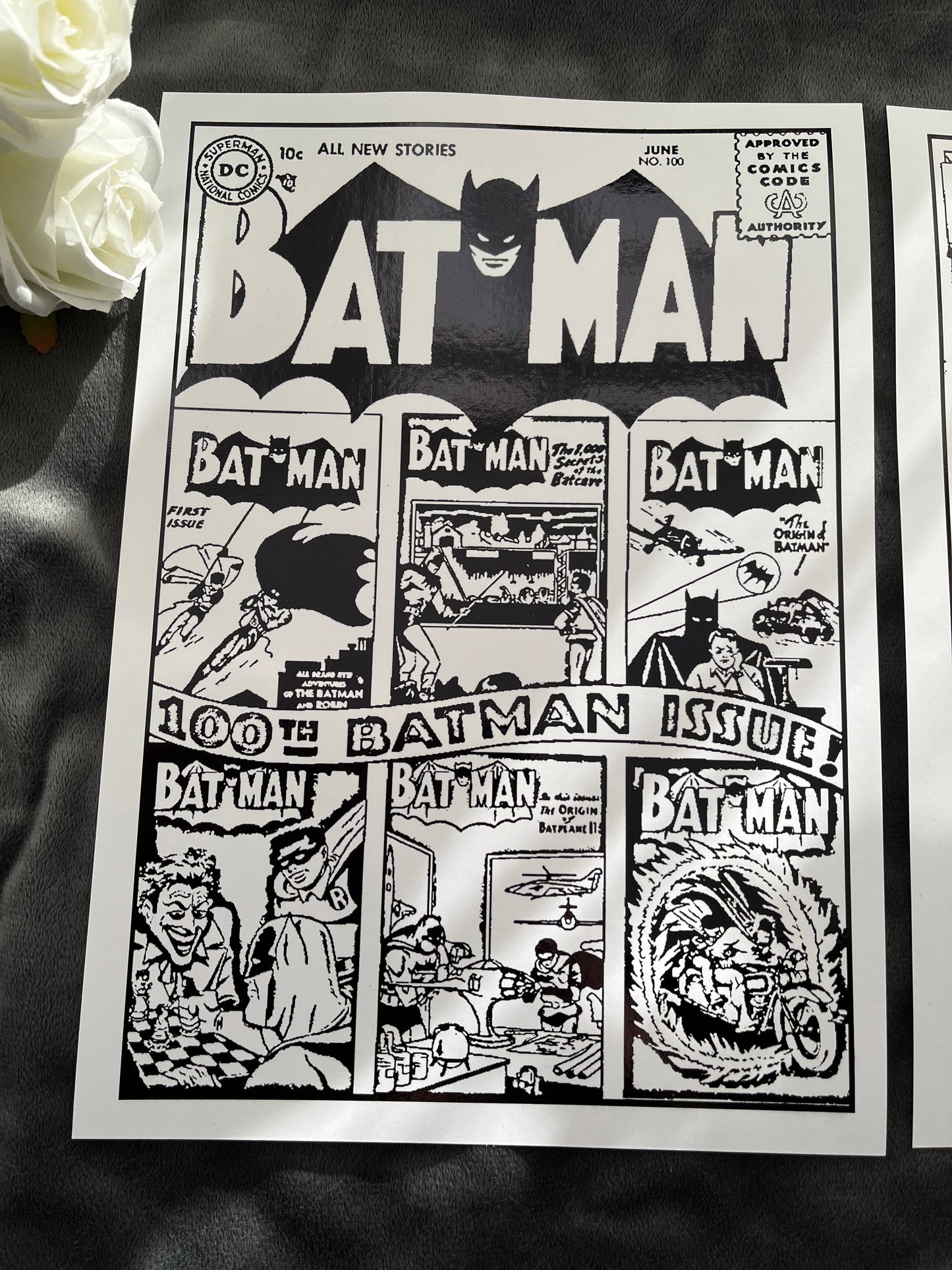 Set of 2 Batman Comic Cover & Comic Strip Foil Prints