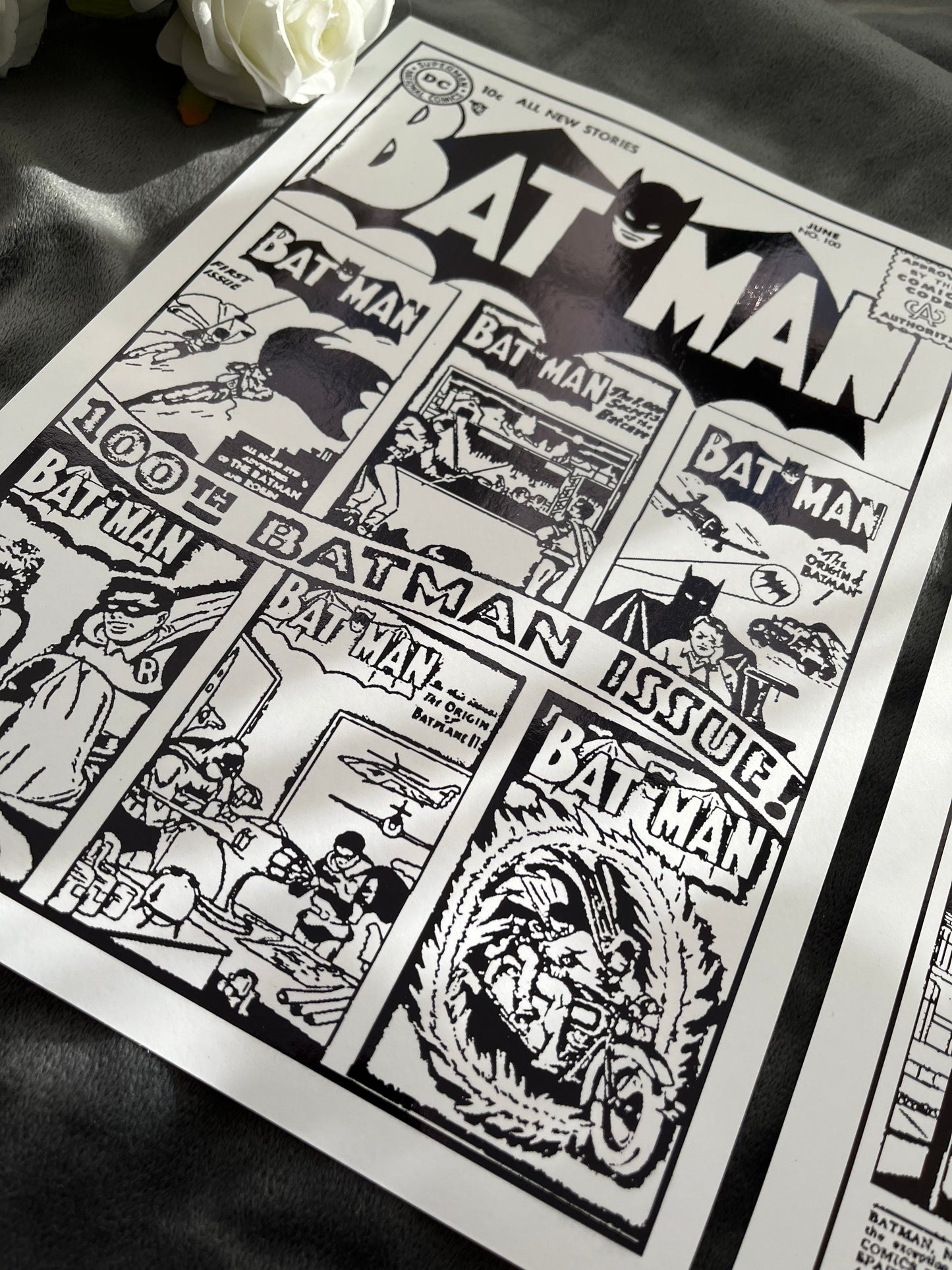 Set of 2 Batman Comic Cover & Comic Strip Foil Prints