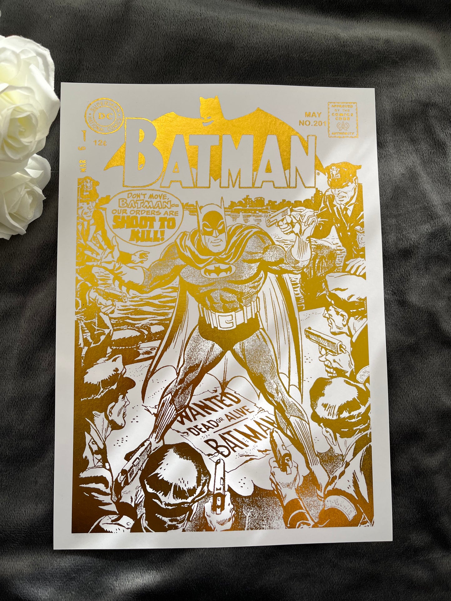 Batman Comic Cover Foil Print Gold