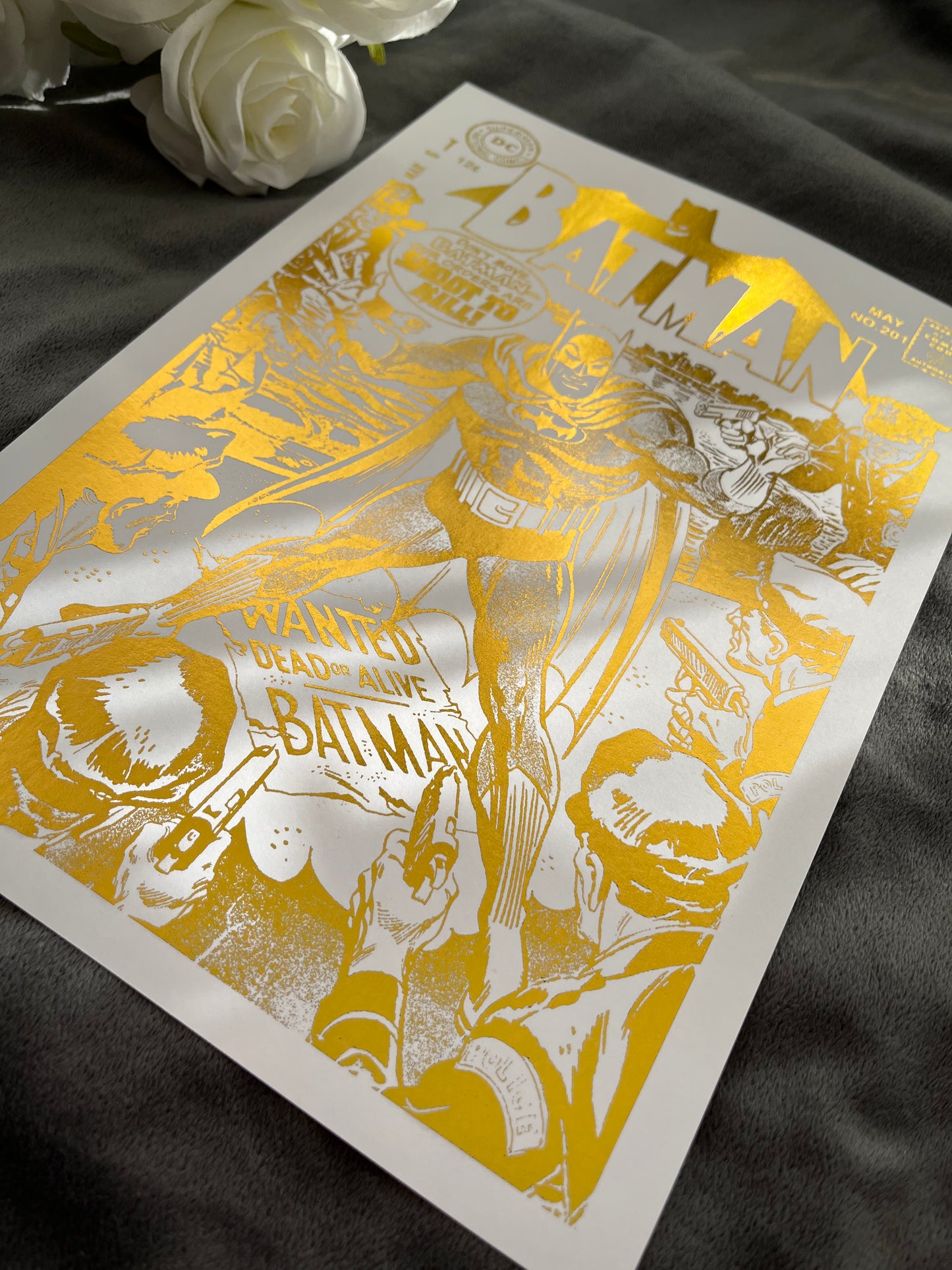 Batman Comic Cover Foil Print Gold