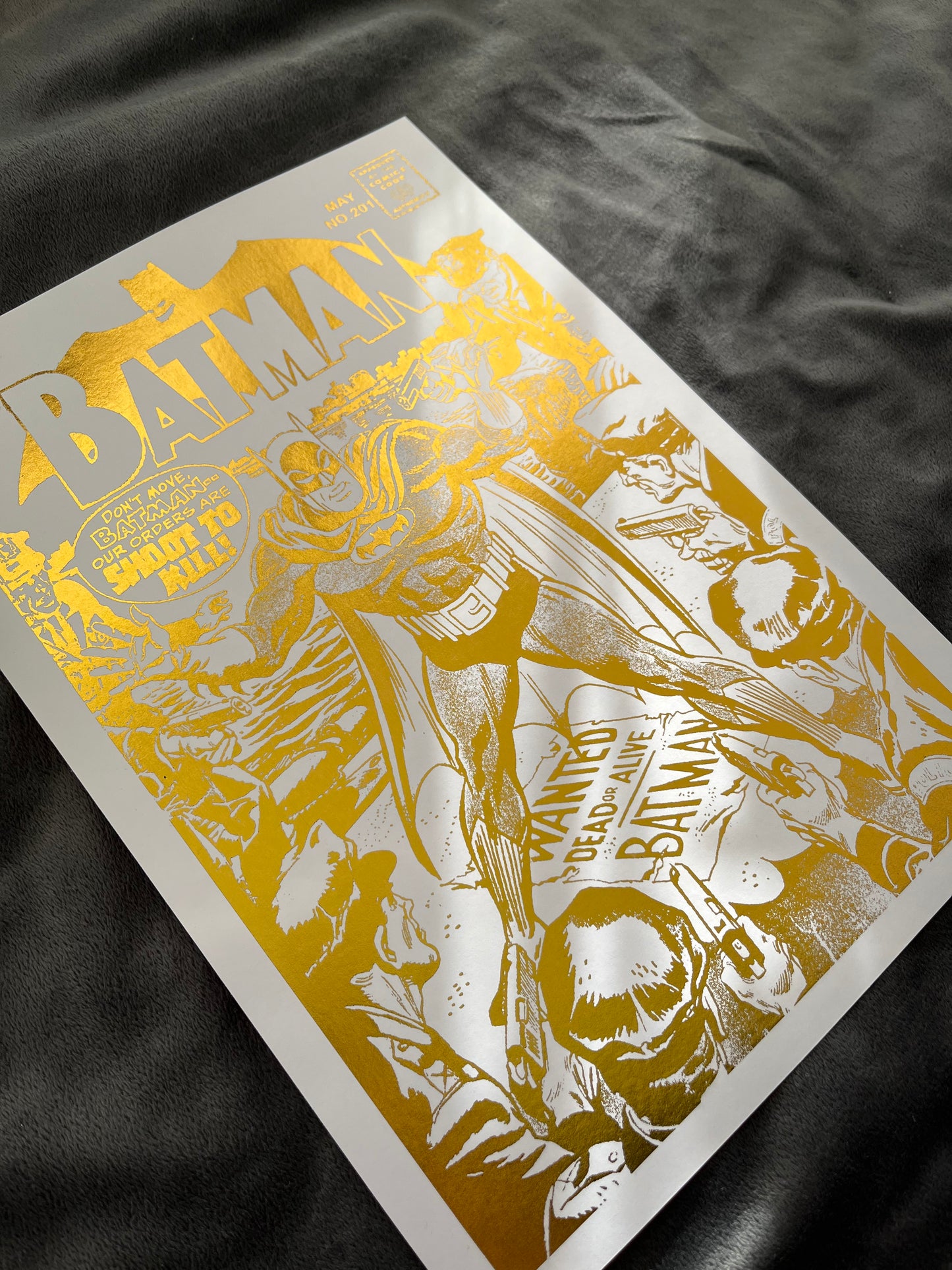 Batman Comic Cover Foil Print Gold