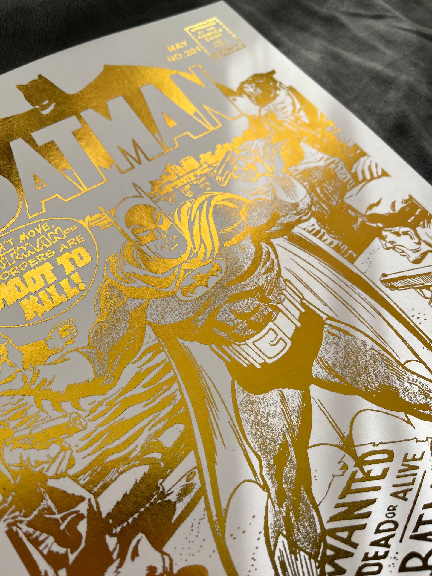 Batman Comic Cover Foil Print Gold