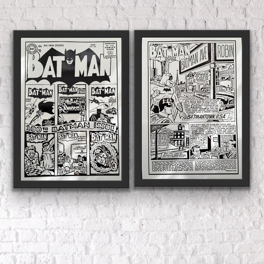 Set of 2 Batman Comic Cover & Comic Strip Foil Prints