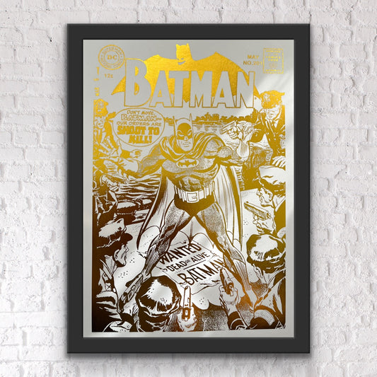 Batman Comic Cover Foil Print Gold