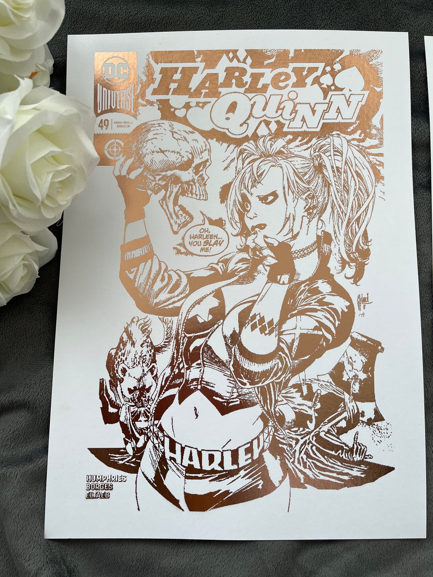 Set of 2 Harley Quinn Foil Prints Rose Gold