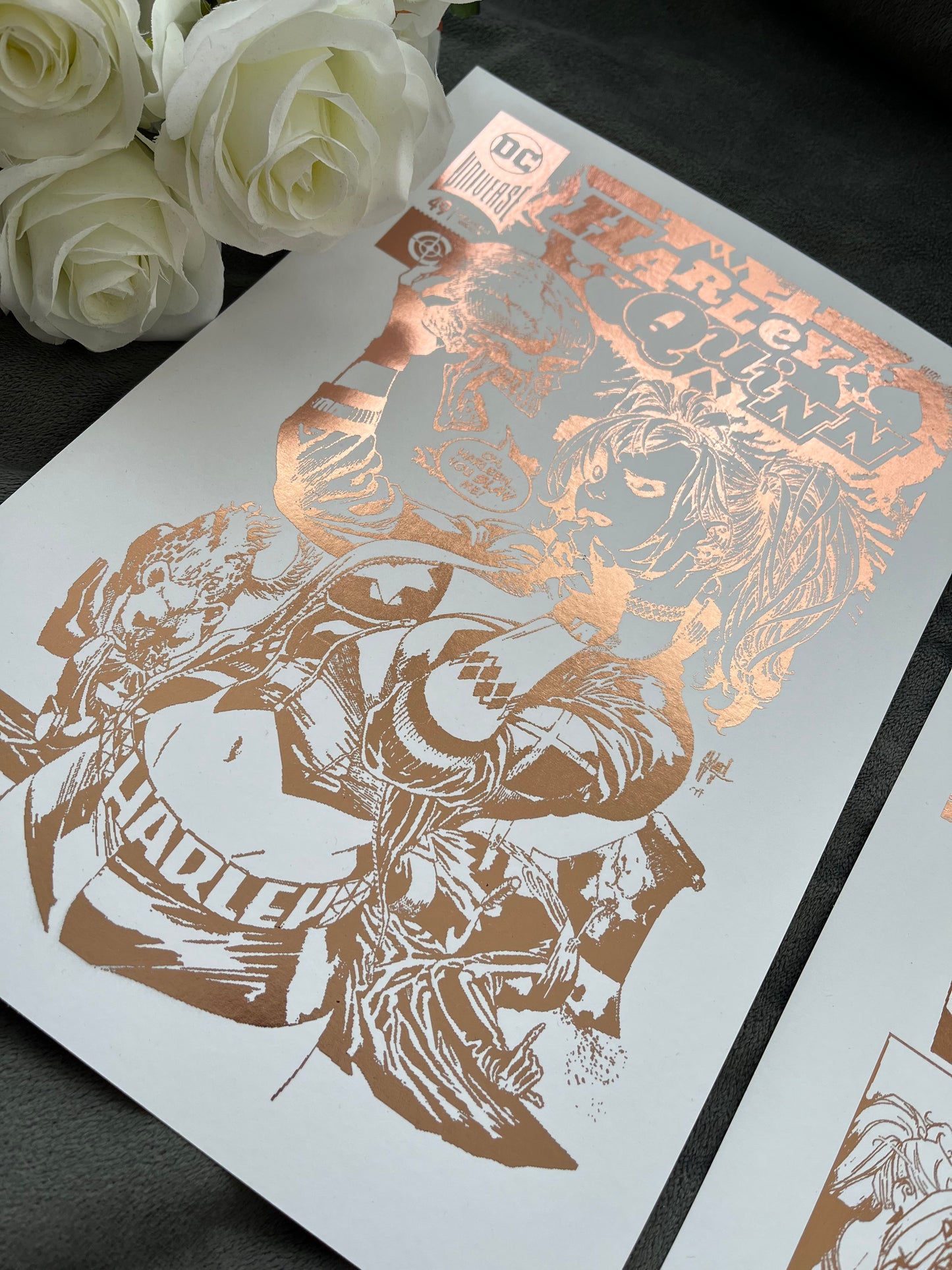 Set of 2 Harley Quinn Foil Prints Rose Gold