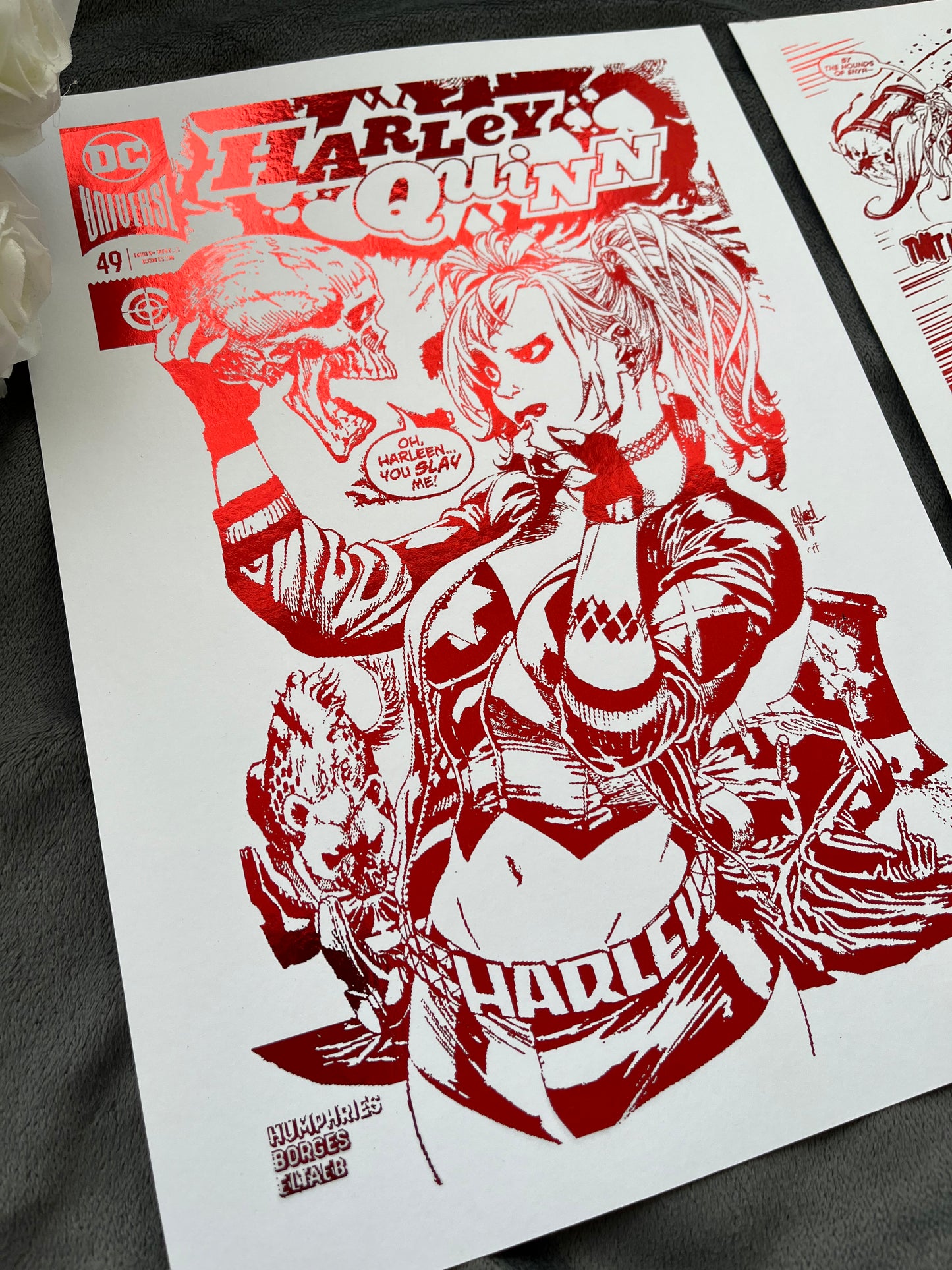 Set of 2 Harley Quinn Foil Prints Red