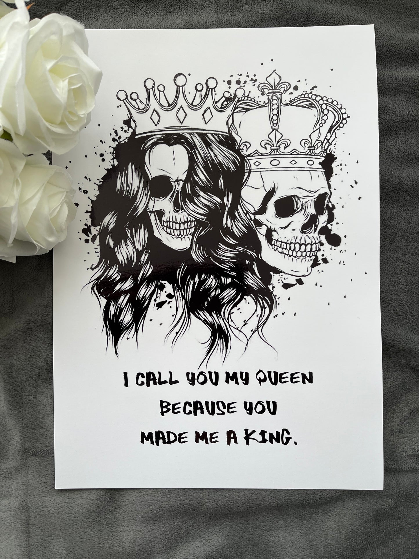 King & Queen Skull Foil Print