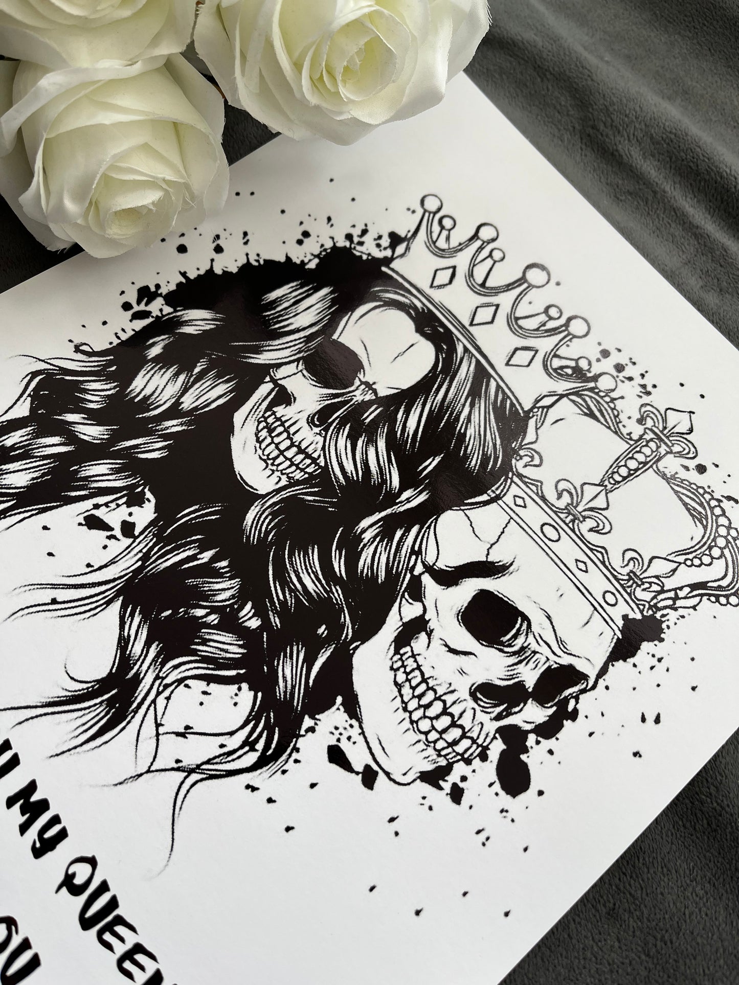 King & Queen Skull Foil Print