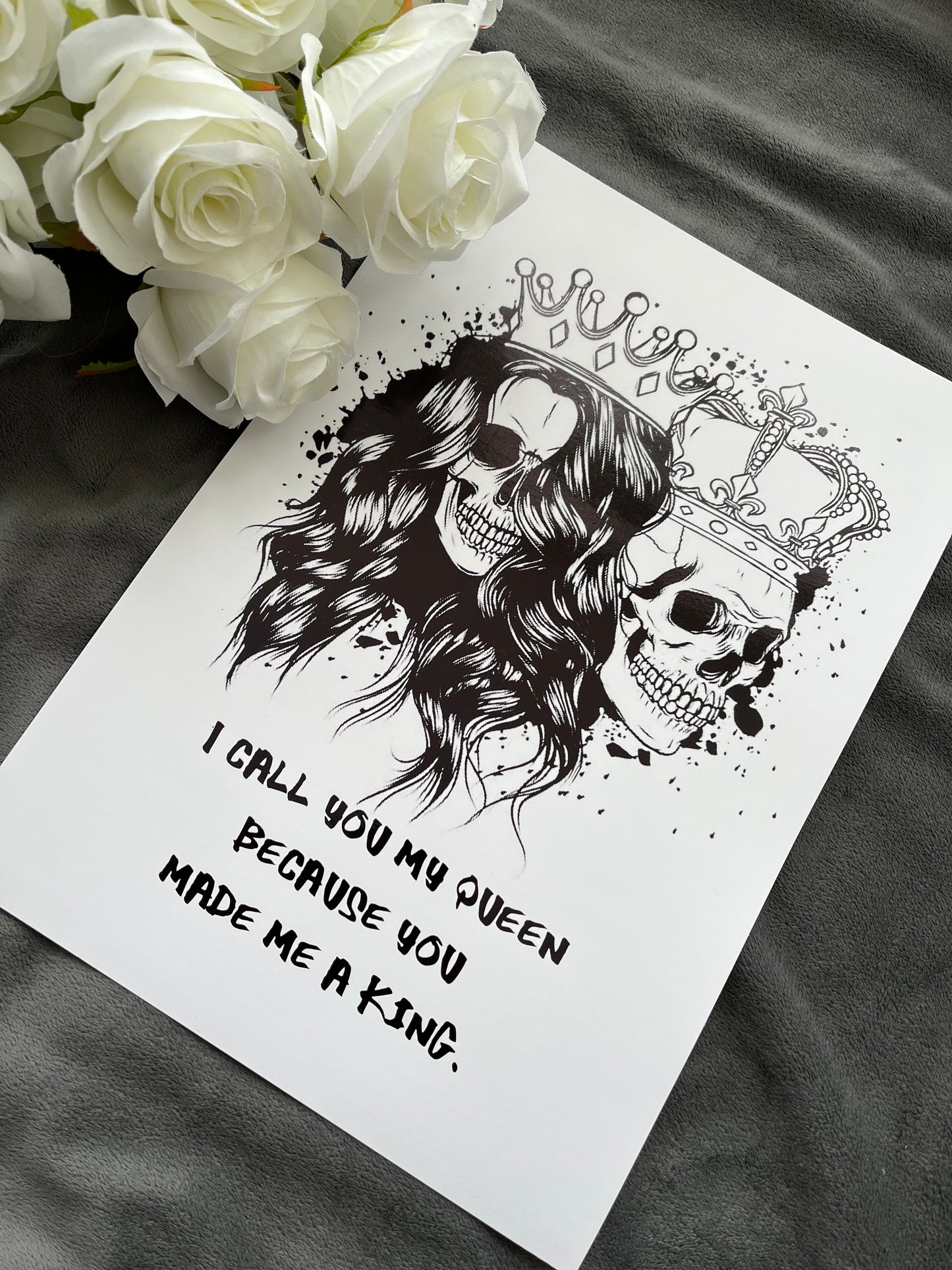 King & Queen Skull Foil Print