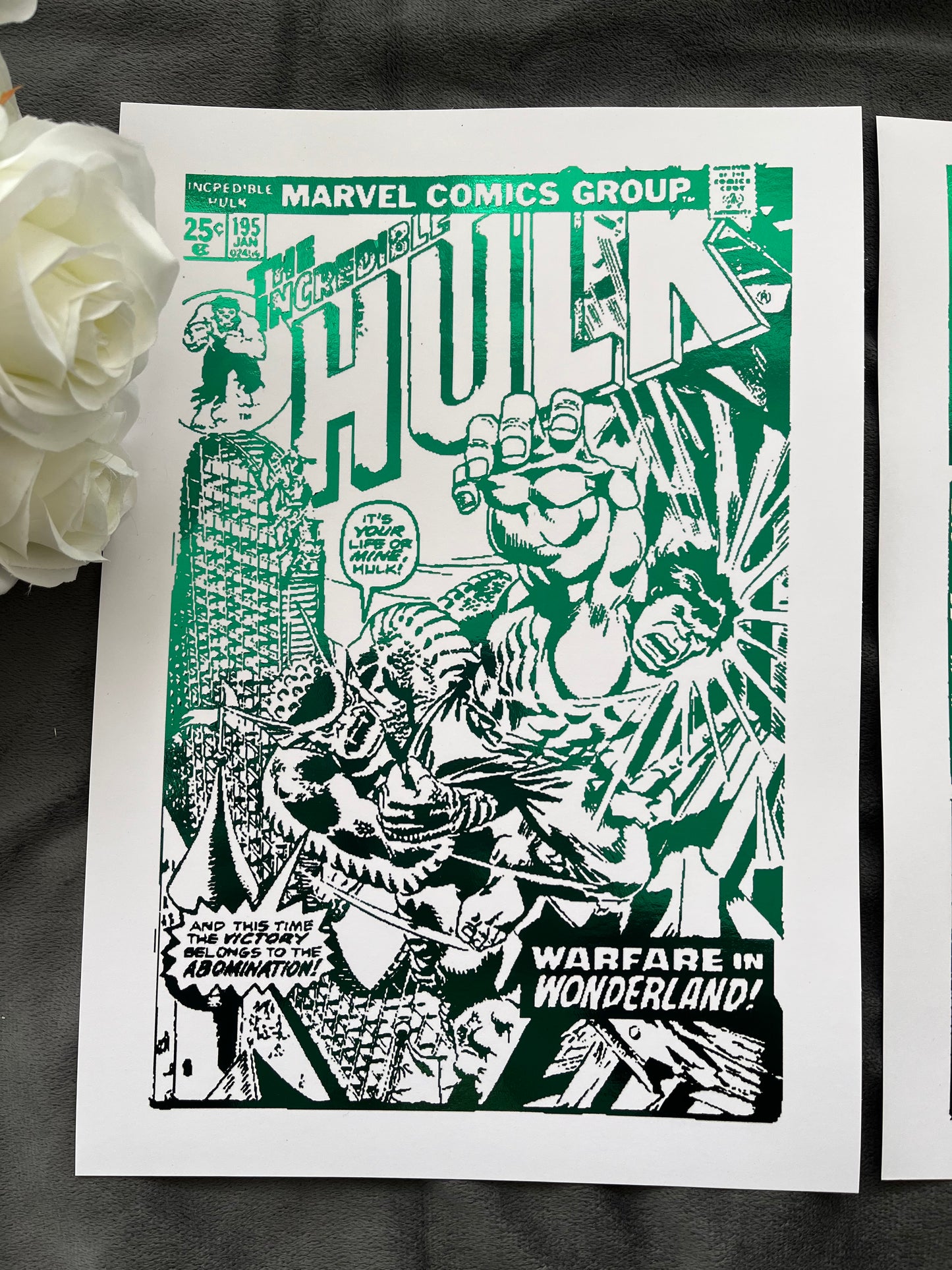 Set of 2 Hulk Comic Cover & Comic Strip Foil Prints