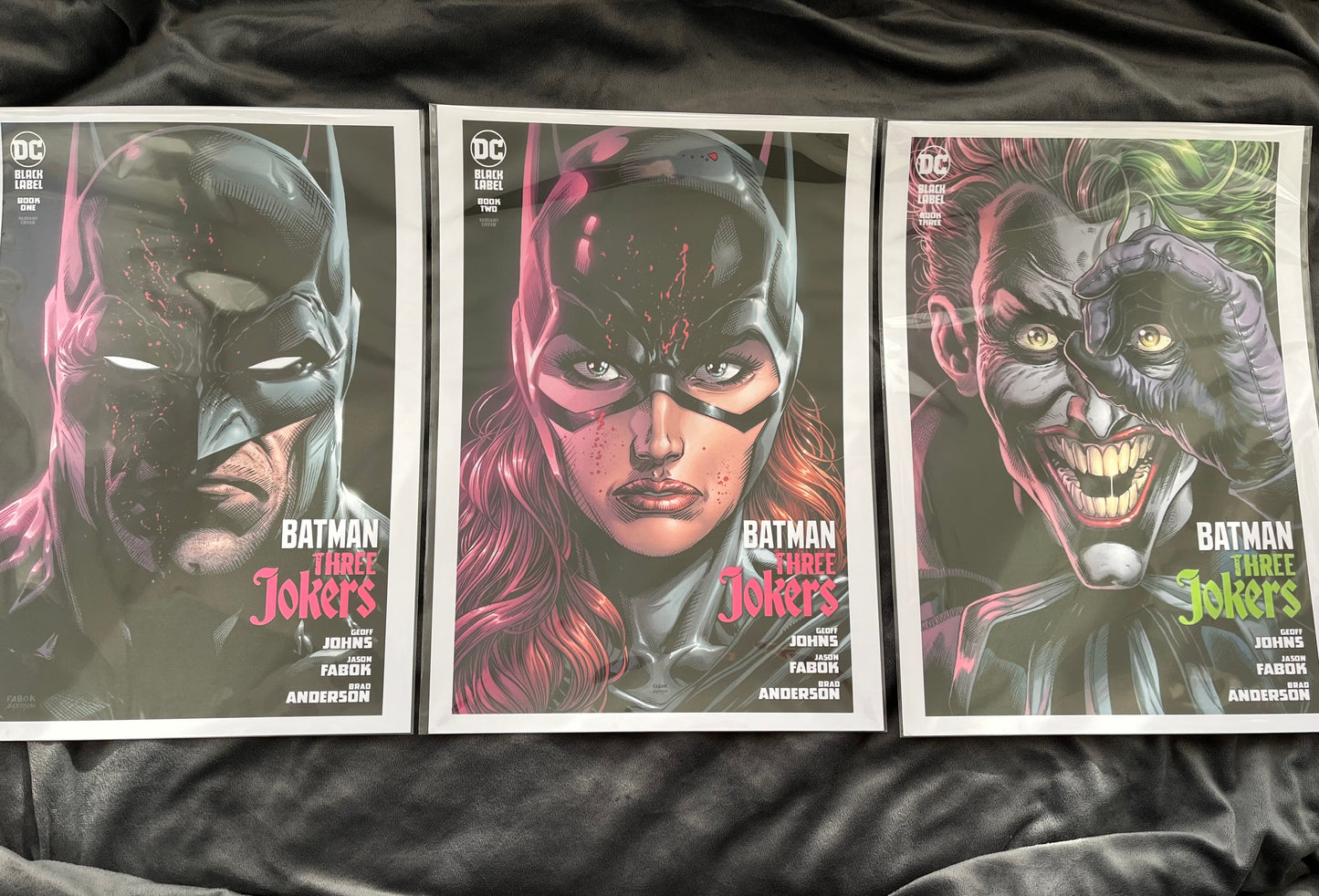 Set of 3 Joker Black Label Prints, Batman, Catwoman, Three Jokers Edition Comic Cover Prints