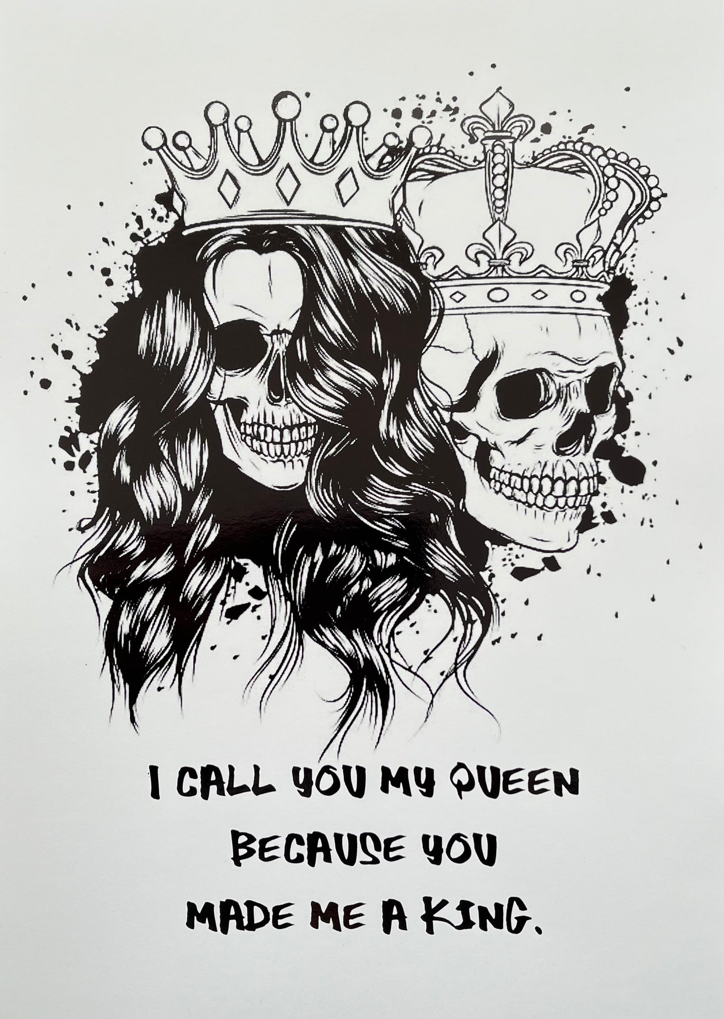 King & Queen Skull Foil Print